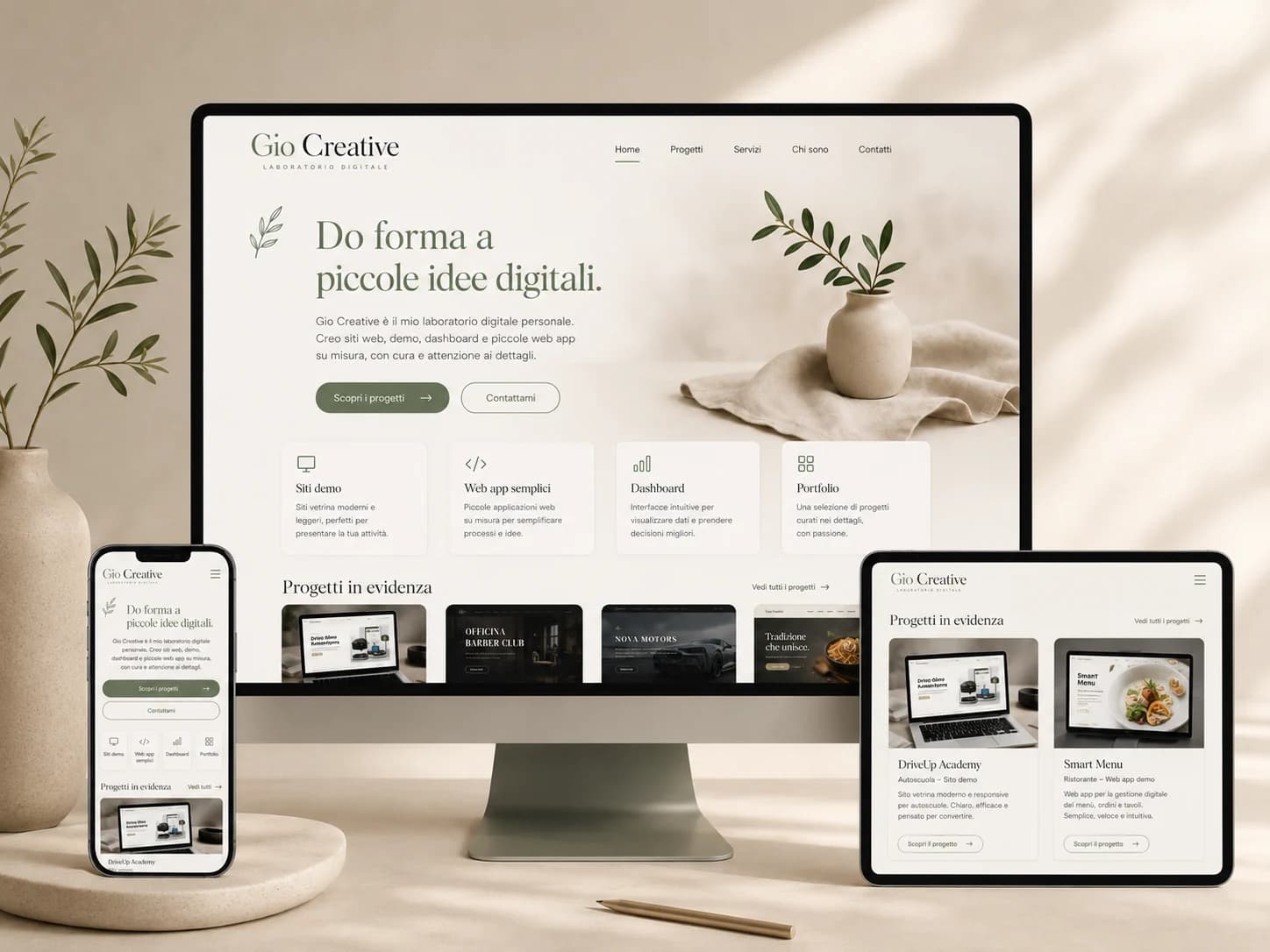 Gio Creative su desktop, tablet e smartphone